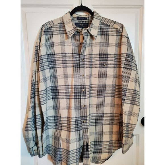 Lee Authentic Clothing Men's shirt button closure Size Large Blue/Tan - Picture 1 of 6